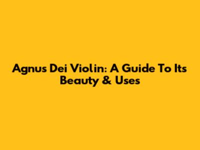 Agnus Dei Violin: A Guide To Its Beauty & Uses