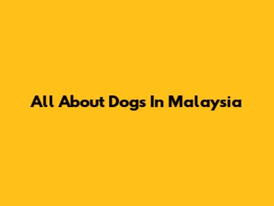 All About Dogs In Malaysia