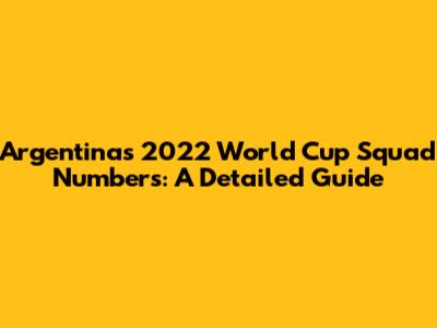 Argentina's 2022 World Cup Squad Numbers: A Detailed Guide