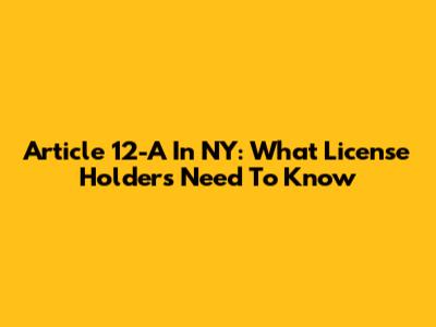Article 12-A In NY: What License Holders Need To Know