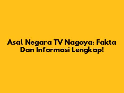 Asal Negara TV Nagoya: Fakta Dan Informasi Lengkap!