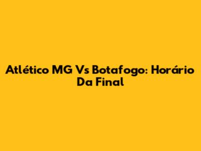 Atlético MG Vs Botafogo: Horário Da Final