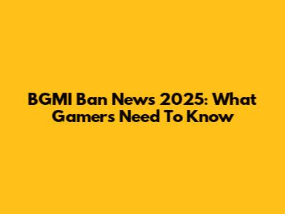 BGMI Ban News 2025: What Gamers Need To Know