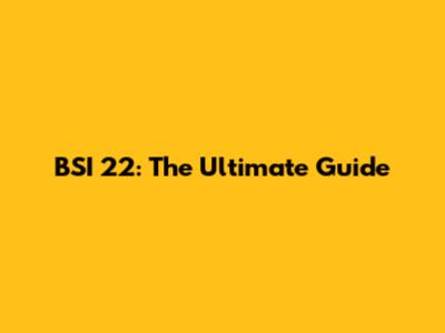 BSI 22: The Ultimate Guide