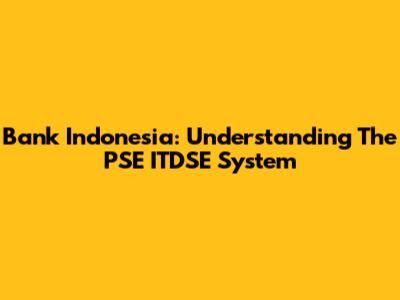 Bank Indonesia: Understanding The PSE ITDSE System
