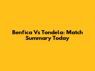 Benfica Vs Tondela: Match Summary Today
