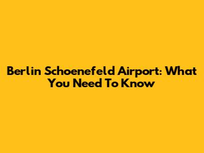 Berlin Schoenefeld Airport: What You Need To Know