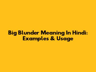 Big Blunder Meaning In Hindi: Examples & Usage