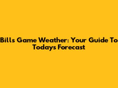 Bills Game Weather: Your Guide To Today's Forecast