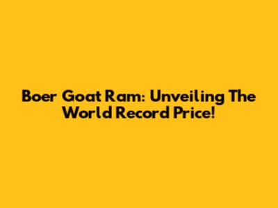 Boer Goat Ram: Unveiling The World Record Price!