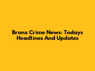 Bronx Crime News: Today's Headlines And Updates