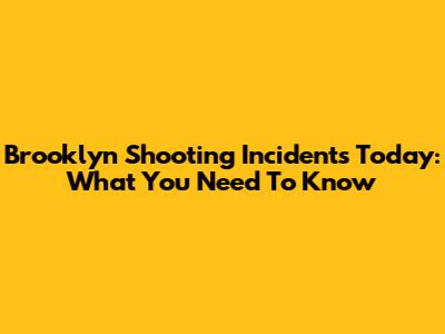 Brooklyn Shooting Incidents Today: What You Need To Know