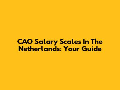 CAO Salary Scales In The Netherlands: Your Guide