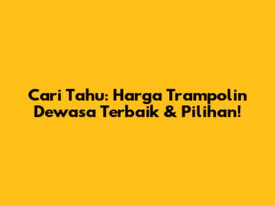 Cari Tahu: Harga Trampolin Dewasa Terbaik & Pilihan!
