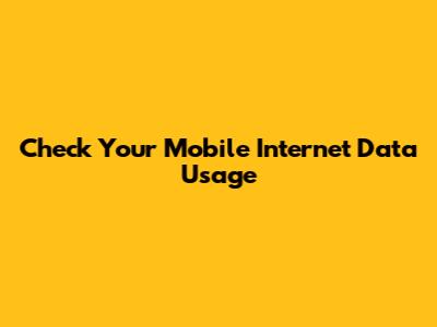 Check Your Mobile Internet Data Usage
