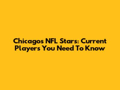 Chicago's NFL Stars: Current Players You Need To Know
