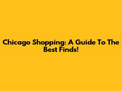 Chicago Shopping: A Guide To The Best Finds!