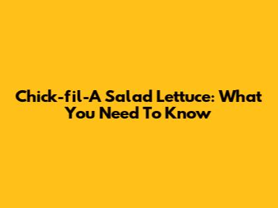 Chick-fil-A Salad Lettuce: What You Need To Know
