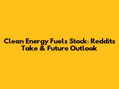 Clean Energy Fuels Stock: Reddit's Take & Future Outlook