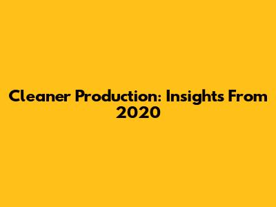 Cleaner Production: Insights From 2020