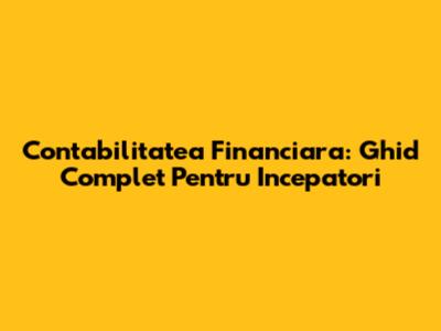 Contabilitatea Financiara: Ghid Complet Pentru Incepatori