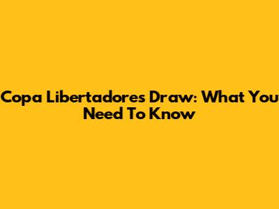 Copa Libertadores Draw: What You Need To Know