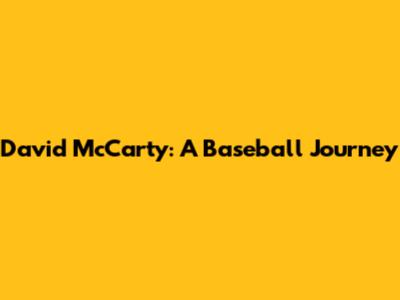 David McCarty: A Baseball Journey