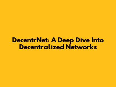 DecentrNet: A Deep Dive Into Decentralized Networks