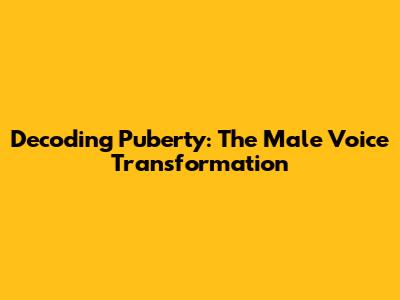 Decoding Puberty: The Male Voice Transformation