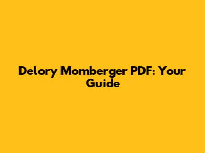 Delory Momberger PDF: Your Guide