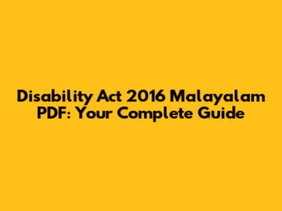 Disability Act 2016 Malayalam PDF: Your Complete Guide