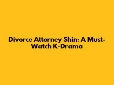 Divorce Attorney Shin: A Must-Watch K-Drama