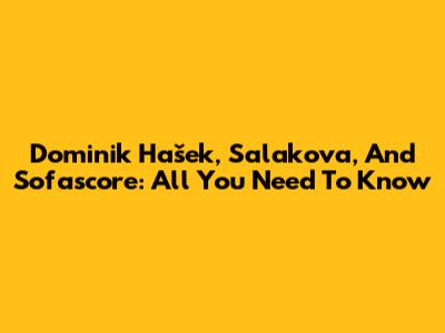Dominik Hašek, Salakova, And Sofascore: All You Need To Know