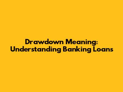 Drawdown Meaning: Understanding Banking Loans