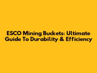 ESCO Mining Buckets: Ultimate Guide To Durability & Efficiency