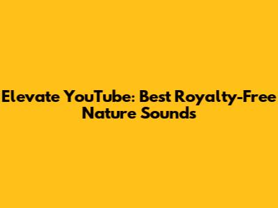 Elevate YouTube: Best Royalty-Free Nature Sounds