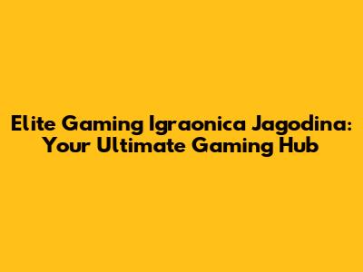 Elite Gaming Igraonica Jagodina: Your Ultimate Gaming Hub