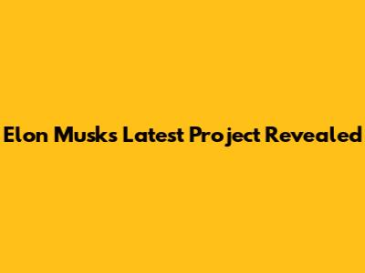 Elon Musk's Latest Project Revealed