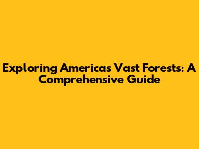 Exploring America's Vast Forests: A Comprehensive Guide