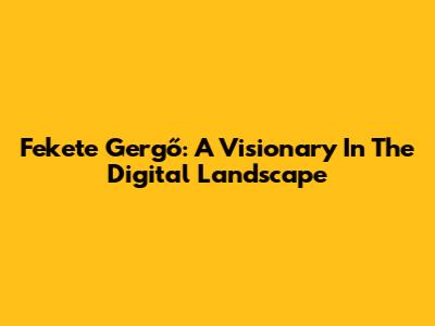 Fekete Gergő: A Visionary In The Digital Landscape