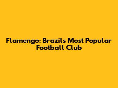 Flamengo: Brazil's Most Popular Football Club