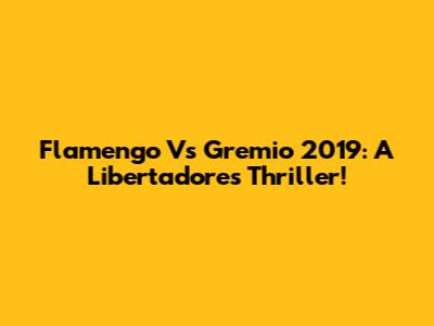 Flamengo Vs Gremio 2019: A Libertadores Thriller!