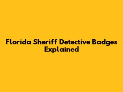 Florida Sheriff Detective Badges Explained