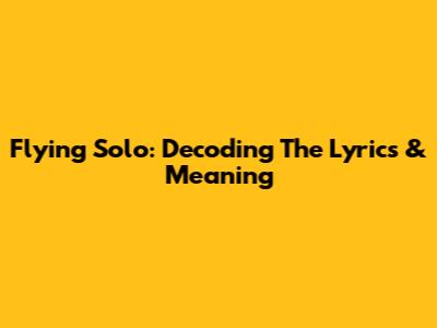 Flying Solo: Decoding The Lyrics & Meaning