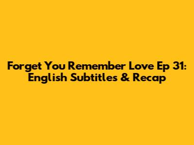 Forget You Remember Love Ep 31: English Subtitles & Recap
