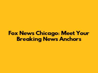 Fox News Chicago: Meet Your Breaking News Anchors