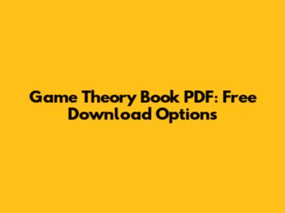 Game Theory Book PDF: Free Download Options