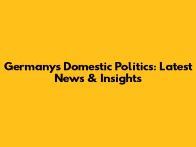 Germany's Domestic Politics: Latest News & Insights