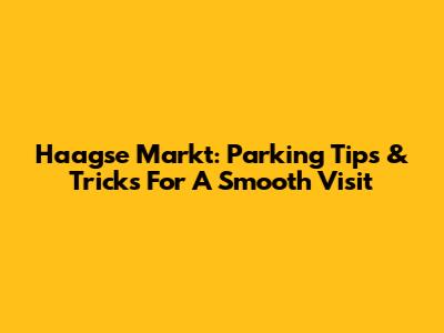 Haagse Markt: Parking Tips & Tricks For A Smooth Visit