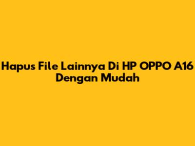 Hapus File Lainnya Di HP OPPO A16 Dengan Mudah